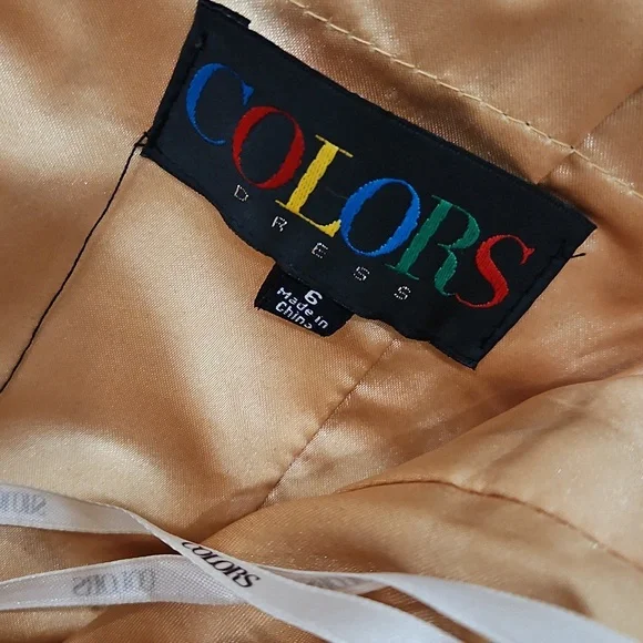 Bundle-Gold Strapless Party Dress with Scarf & Heels - Picture 10 of 14